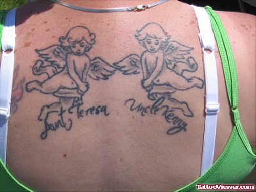 Cheub Angel Tattoos On Girl Back