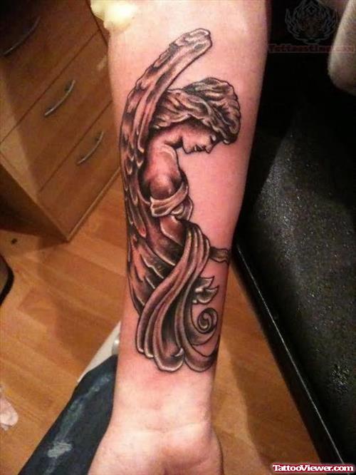 Angel Tattoo On Right Forearm