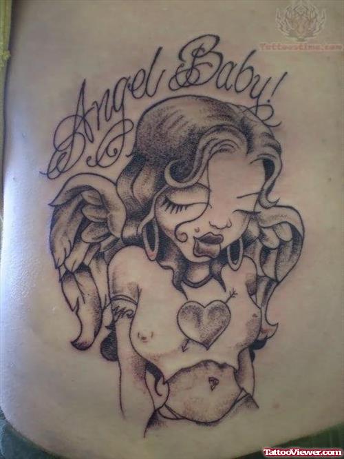 Angel Baby Tattoo On Back
