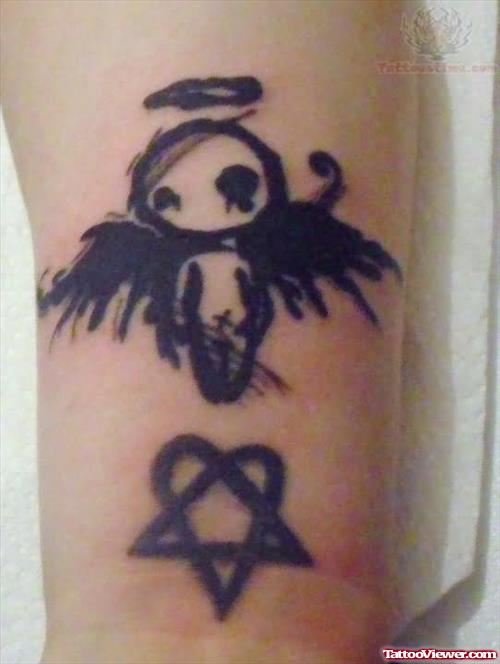 Nightmare Angel And Star Tattoo