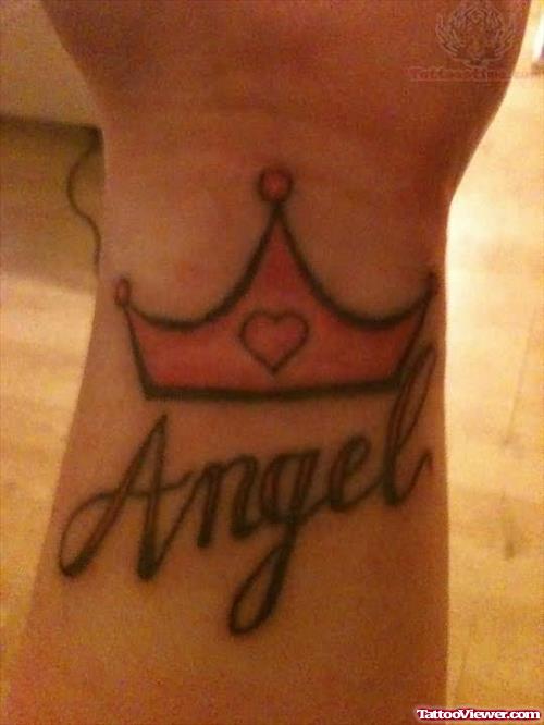 Crown And Angel Tattoo On Wrist