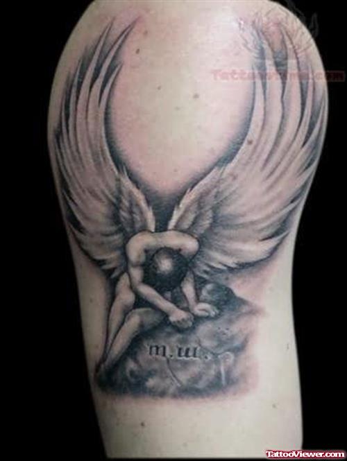 Guardian Angel Tattoo On Bicep