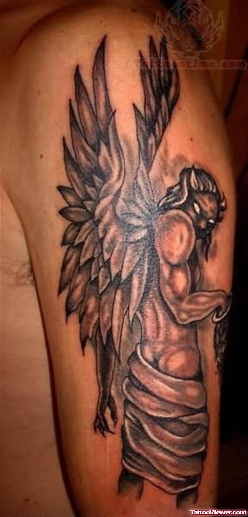 Winged Angel Tattoo On Men Bicep