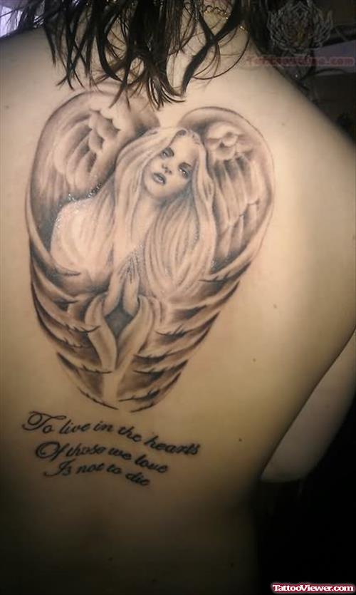 Live In Hearts Angel Tattoo On Back
