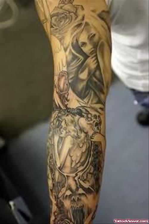 Angel Tattoo Design On Full Arm