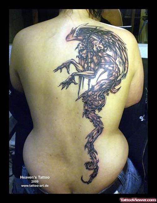 Dragon Angel Tattoo On Back
