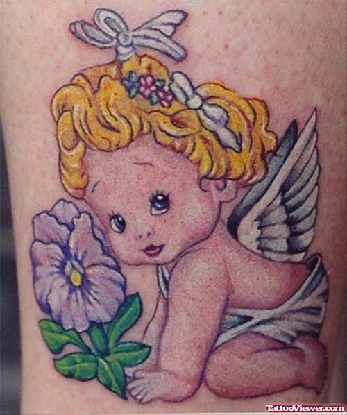 Angel Babe Tattoo On Arm
