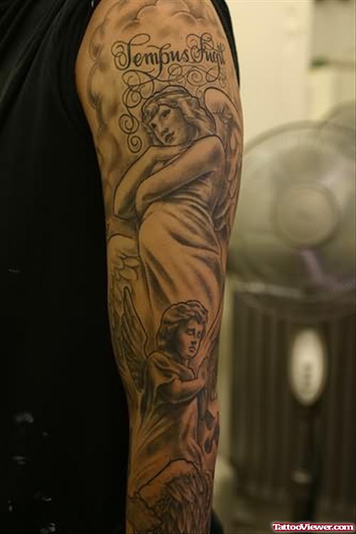 Angel Tattoo On Full Arm