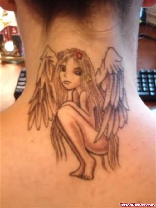 Style Angel Tattoo On Neck