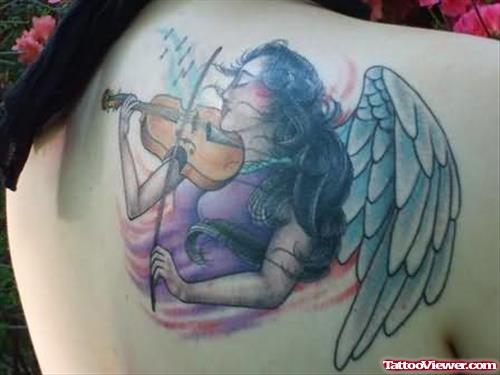 Angel Playing Guitar Tattoo