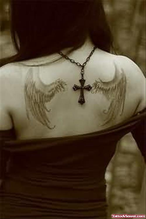 Angel Tattoo Design With Cross