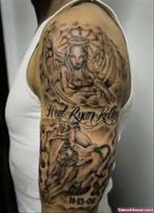 Full Arm Angel Tattoo
