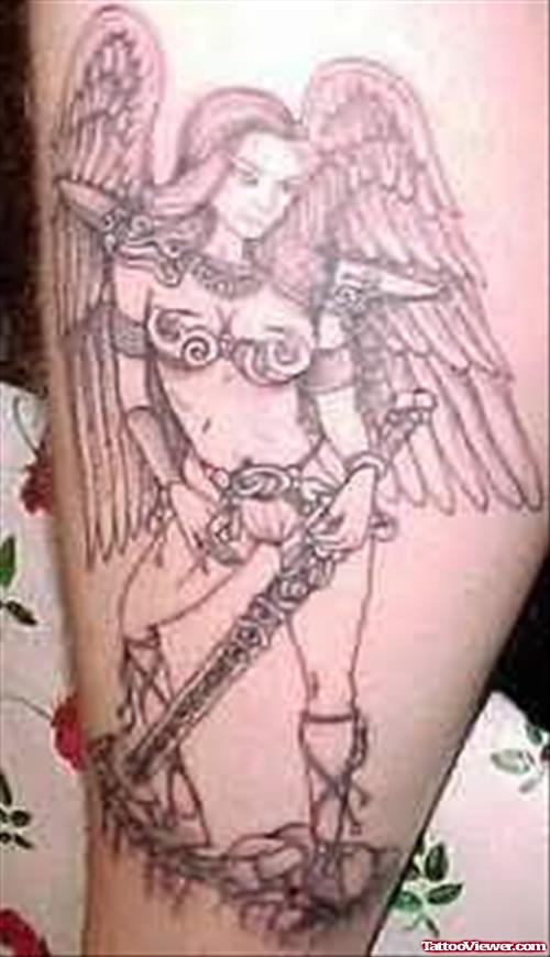 Angel & Sword Tattoo