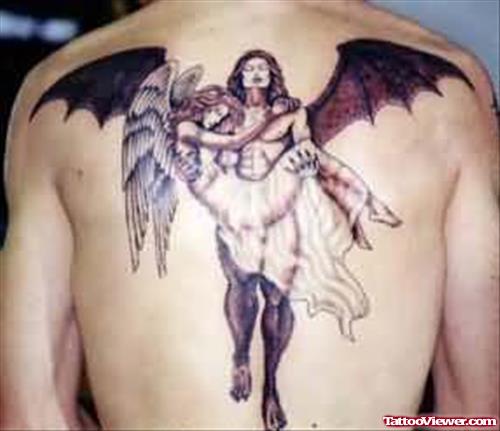 Devil Angel Tattoo On Back