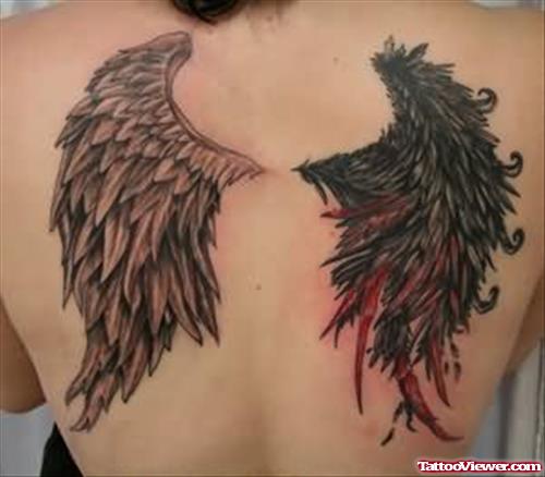 Wings Tattoo On Girl Back