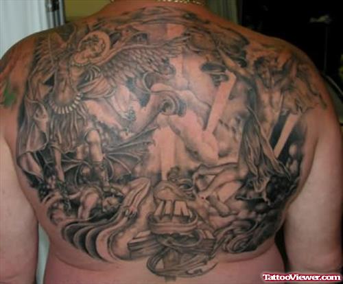 Angel Tattoo On Back Body