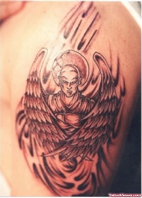 Awesome Angel Tattoo On Shoulder