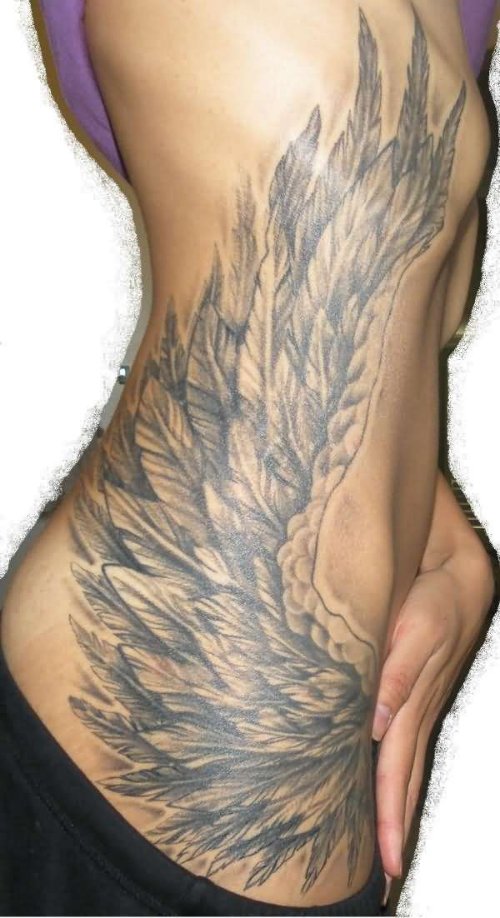 Wing Tattoo On Rib