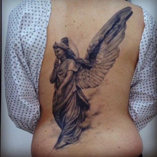 Angel Tattoo On Girl Back