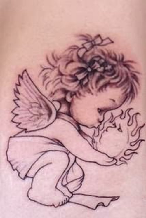 Baby Angel Kissing Tattoo