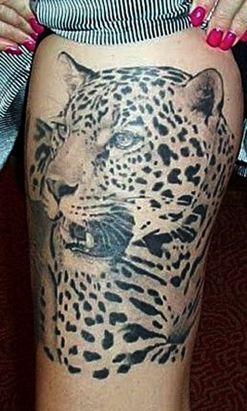 Beautiful Leopard Head Animal Tattoo