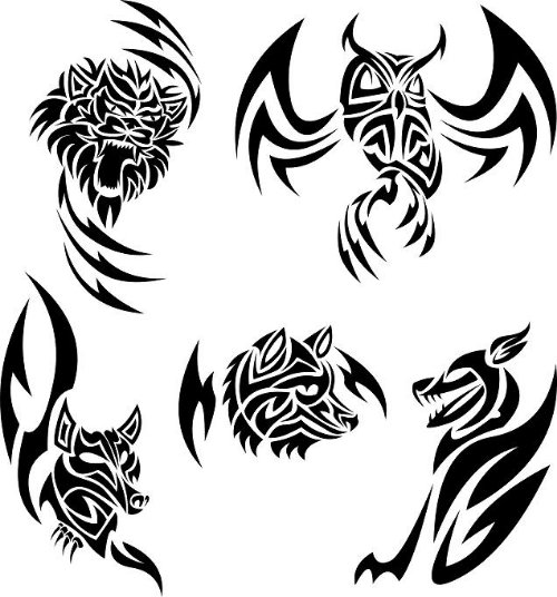 Tribal Owl Animal Tattoos Designs