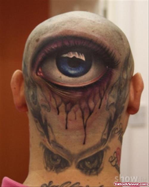 Color 3d Eye Animated Tattoo On Back