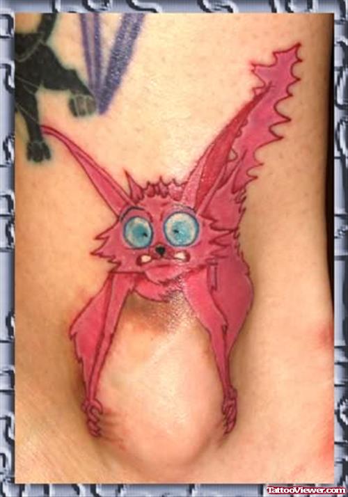 Red Ink Flying Bat Animated Tattoo