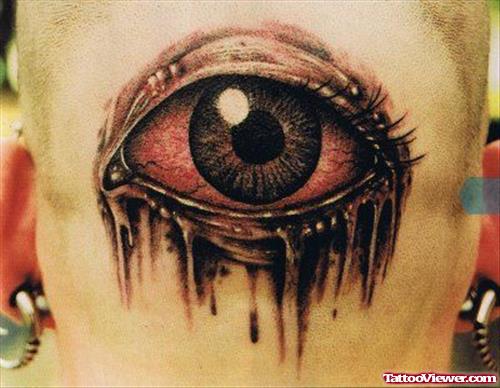 3D Eye Animated Tattoo On Back Head