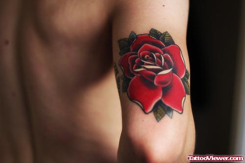 Red Rose Animated Tattoo On Bicep