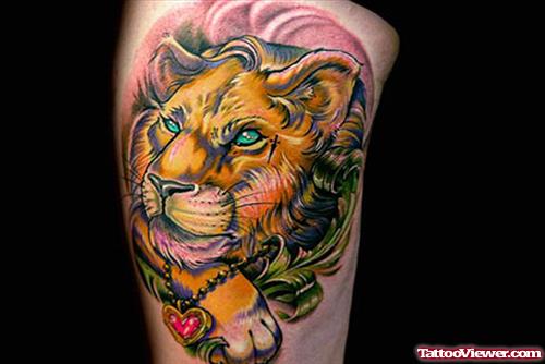 Colored Lion Head Animated Tattoo