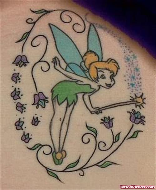 Colored Animated Fairy Tattoo