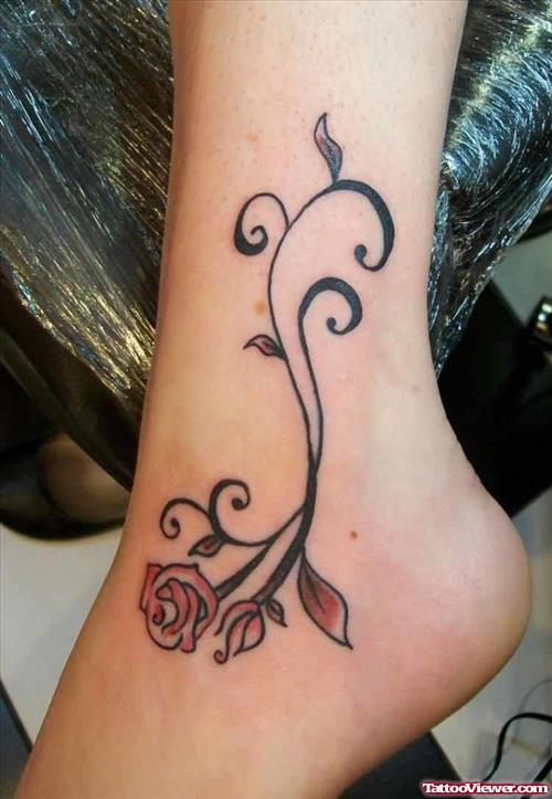 Color Flower Animated Tattoo On Ankle