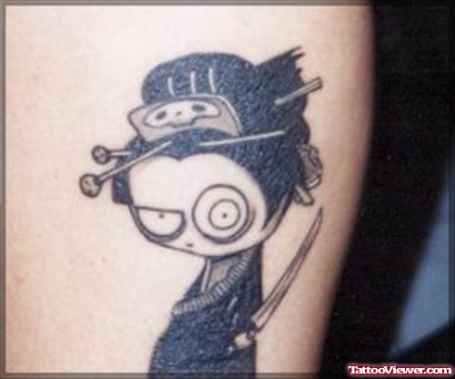 Black Ink Animated angry Betty Boop Tattoo