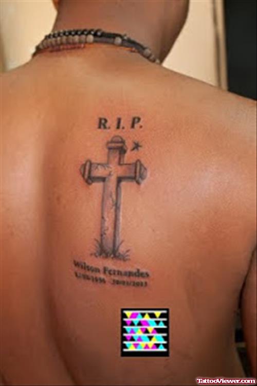 Animated RIP Cross Tattoo On Back