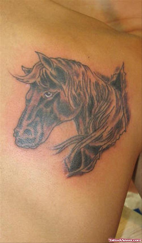 Grey Ink Horse Head Animated Tattoo