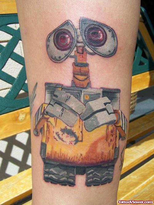 Animated Robot Tattoo On Sleeve