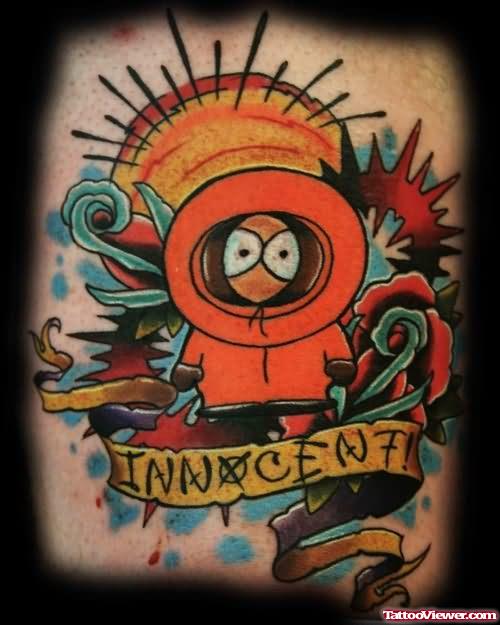 Innocent Banner And Cartoon Animated Tattoo