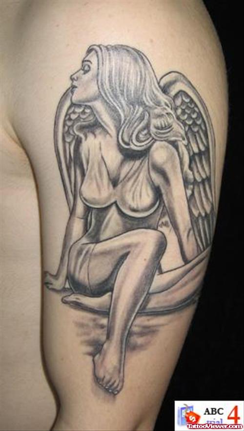 Grey Ink Angel Animated Tattoo