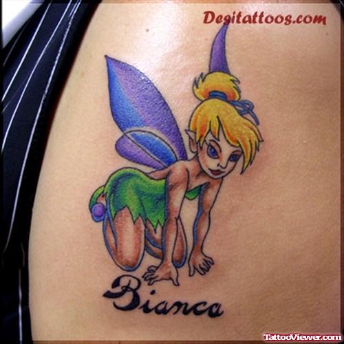 Awesome Colored Tinkerbell Animated Tattoo