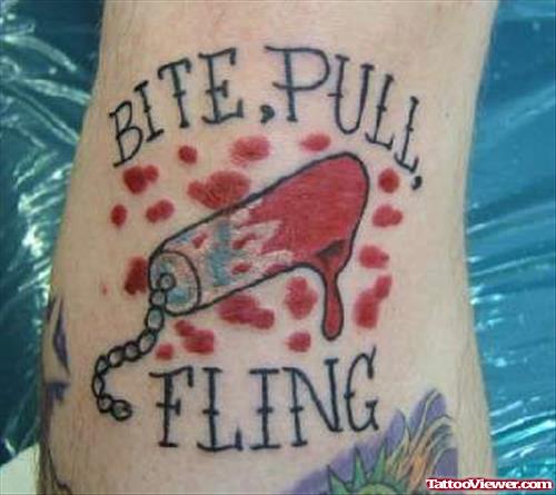 Bite Pull Fling Animated Tattoo