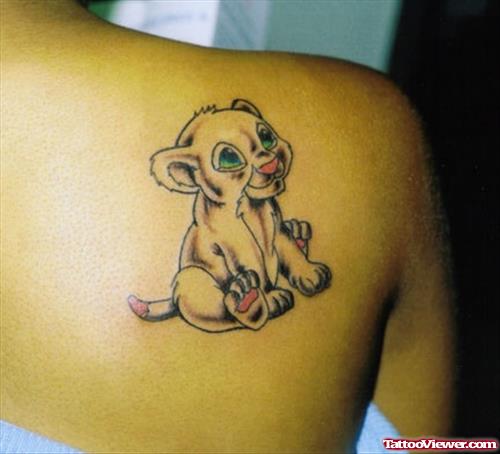 Animated Lion Tattoo On Right Back Shoulder