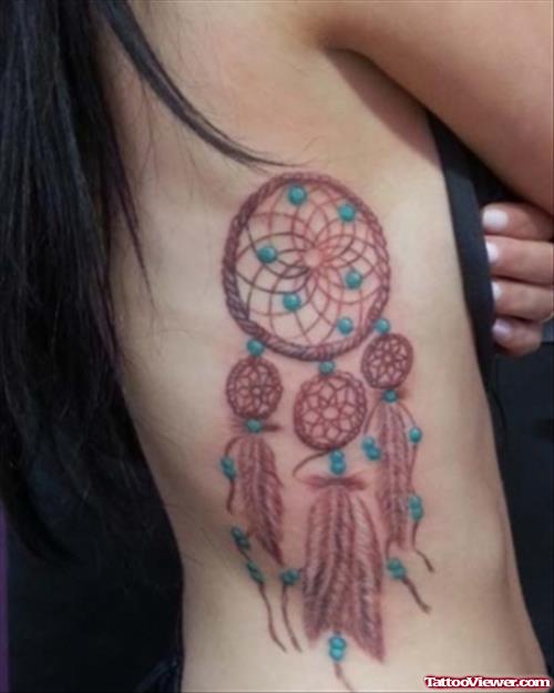 Animated Dream Catcher Tattoo On Side