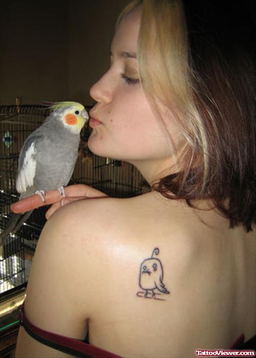 Animated Bird Tattoo On Back Shoulder