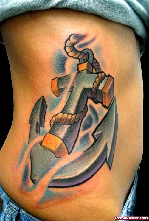 Animated Anchor Tattoo On Side Rib