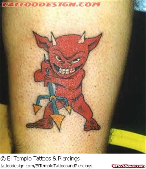 Devil Animated Tattoo On Bicep