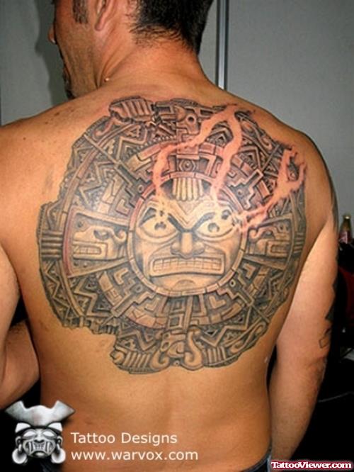 Aztec Animated Tattoo On Man Back