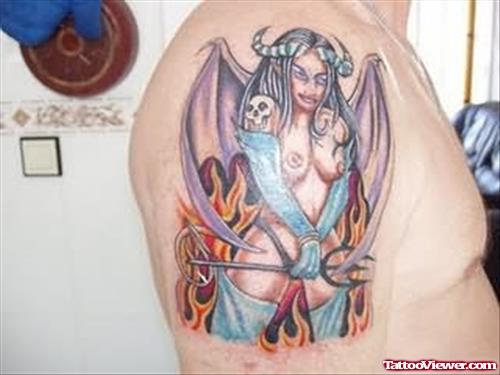 Right SHoulder Colored Animated Tattoo
