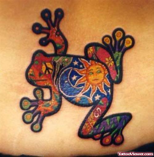 Colored Frog Animated Tattoo