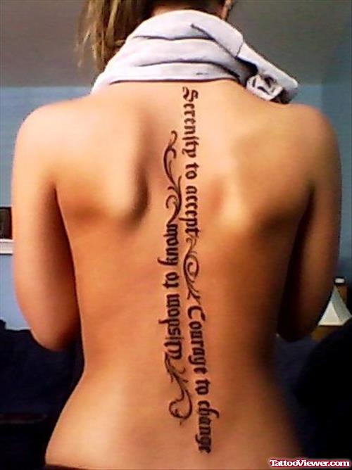 Animated Lettering Tattoo On Back